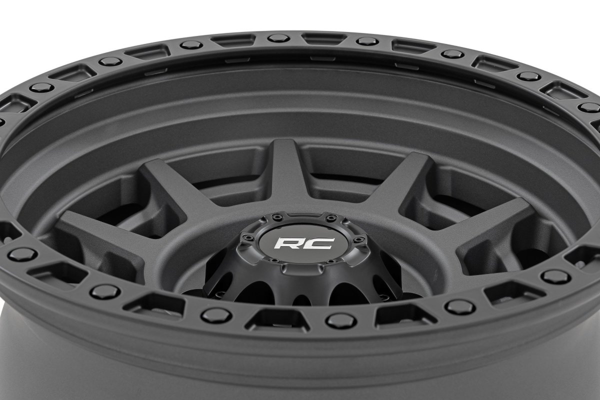 GMC V1500 Wheel - Rough Country - Simulated Beadlock | 17x9 | 6x5.5 | -12mm - Gunmetal Gray/Black - 1987